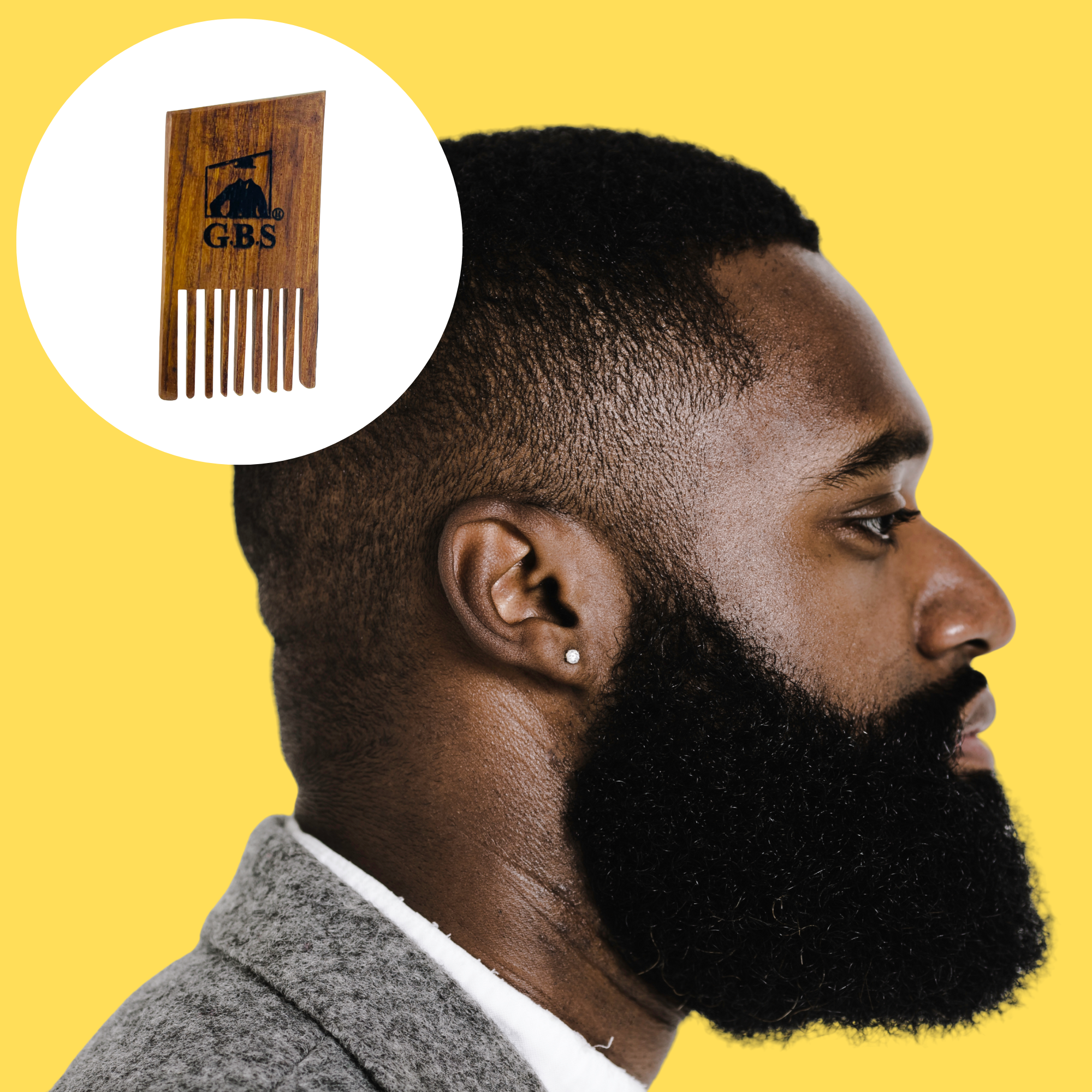Beard Pick Comb GENTS Wooden Mini  – 3” x 1.5” Pocket Size Beard Comb for Men – Solid Wood Beard Detangler & Styling Pick for Thick or Curly Beards