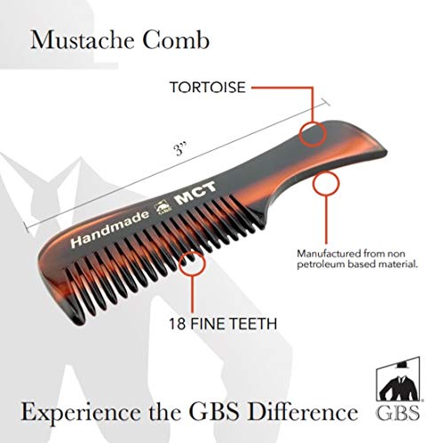 Comb 3" Handmade Mustache Comb – Fine Tooth Cellulose Acetate Pocket Comb for Beard & Hair Styling GENTS