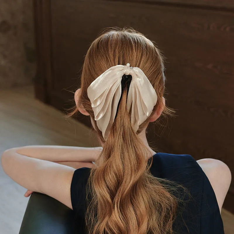 Trinity Ruffled Ribbon Bow Banana Clip
