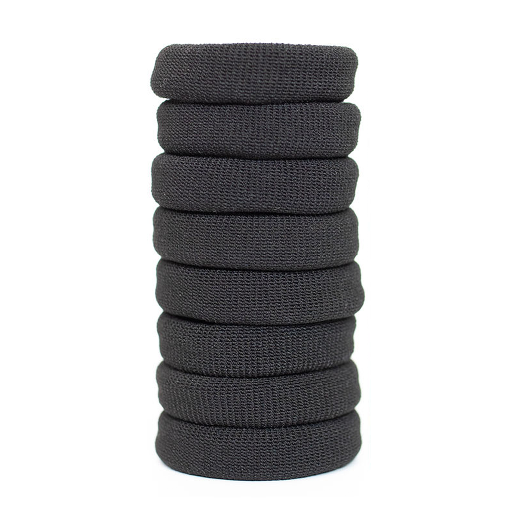 Dark grey 8 pack of Burlybands hair ties for thick hair