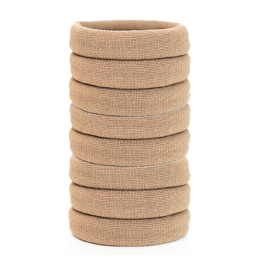 8 Pack of Light brown Burlybands hair ties for thick hair