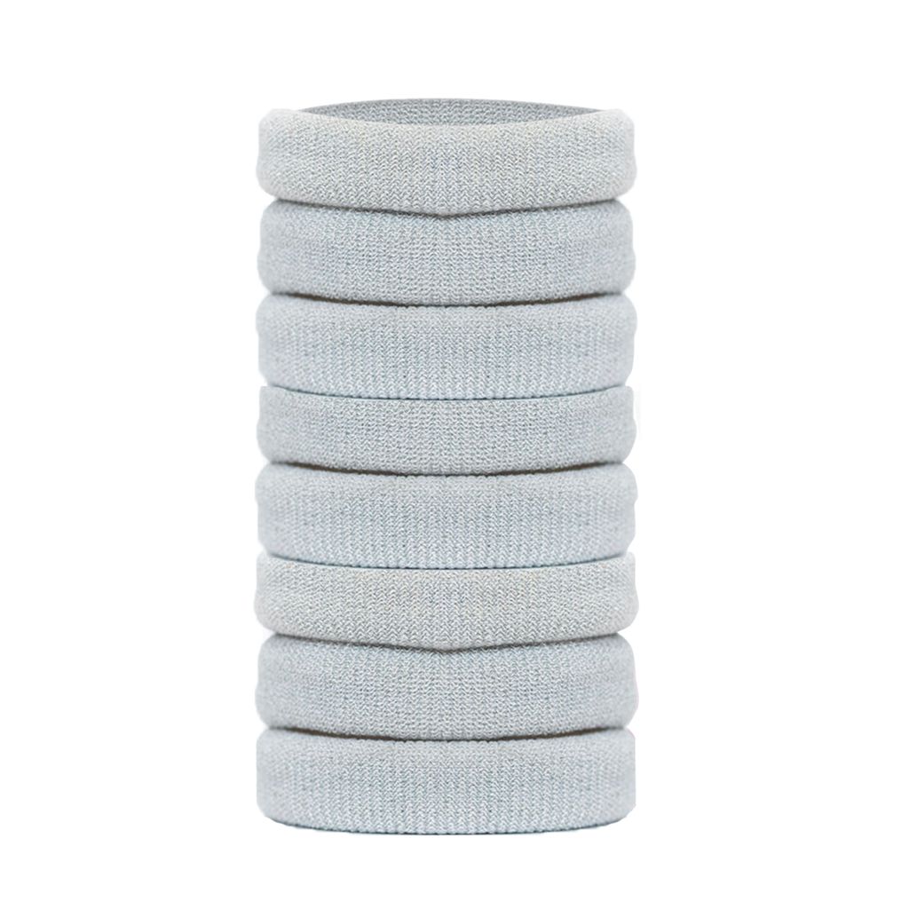 8 Pack of Light Grey Burlybands hair ties for thick hair