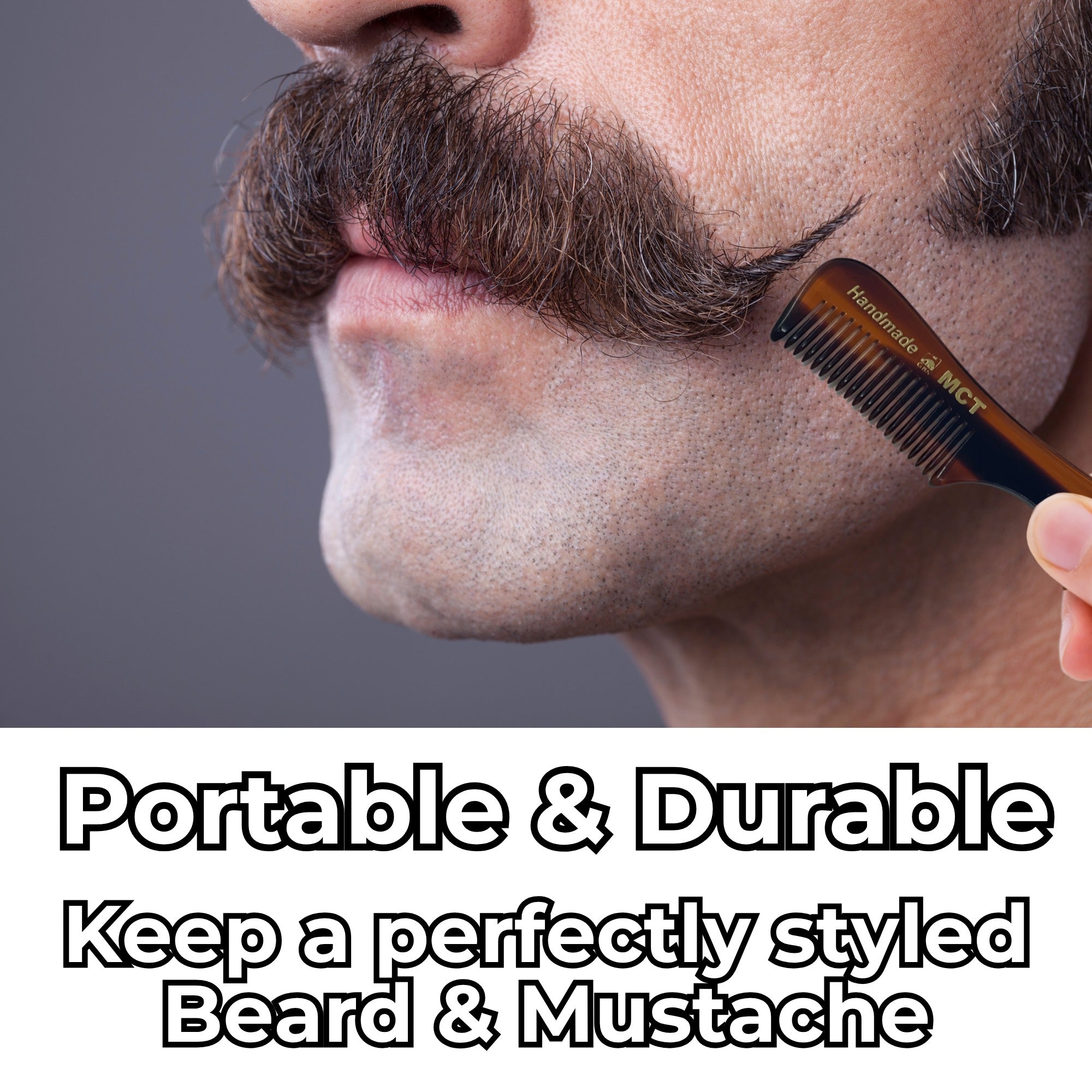 Comb 3" Handmade Mustache Comb – Fine Tooth Cellulose Acetate Pocket Comb for Beard & Hair Styling GENTS