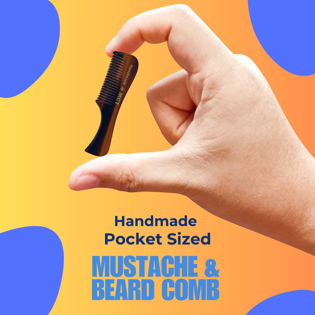 Comb 3" Handmade Mustache Comb – Fine Tooth Cellulose Acetate Pocket Comb for Beard & Hair Styling GENTS