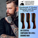 Comb 3" Handmade Mustache Styling Combs – Fine Tooth Cellulose Acetate Pocket Sized for Beard & Hair Styling (Pack of 3) GENTS