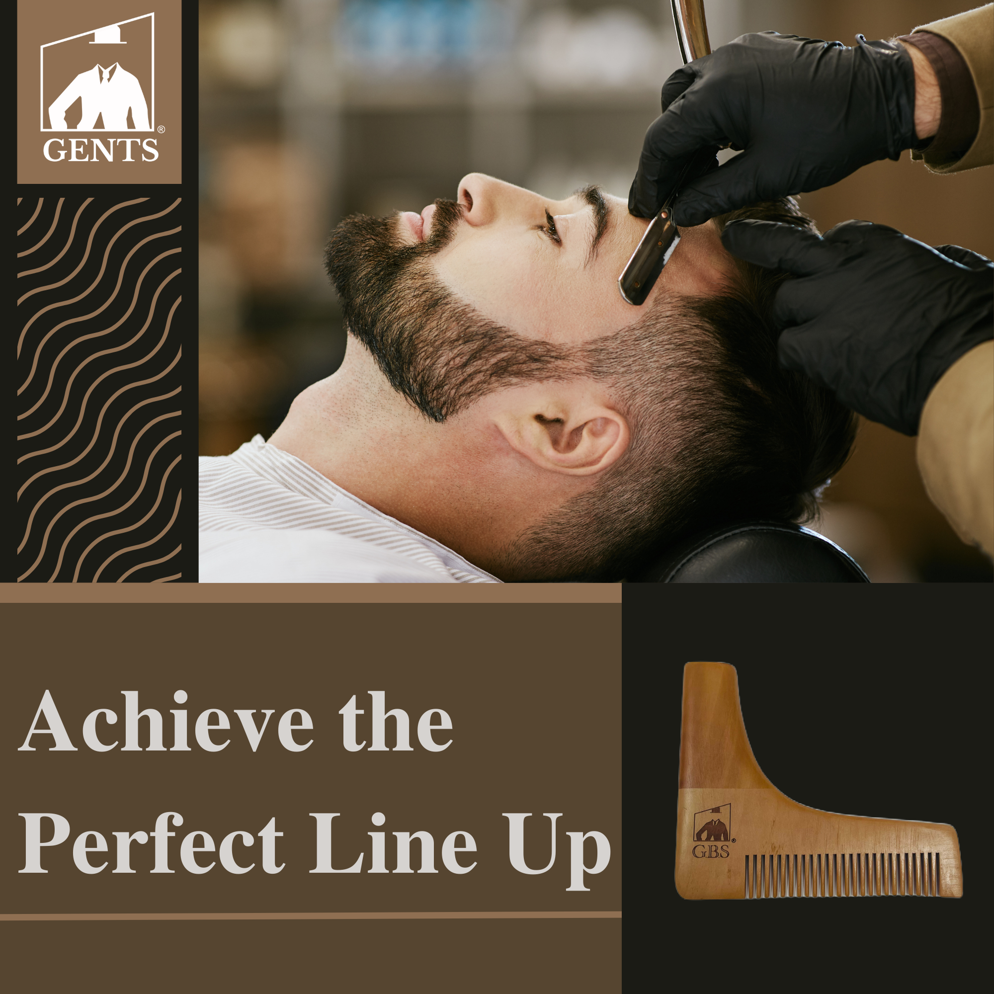 Comb GENTS - Wooden Beard Template Comb 2 in 1
