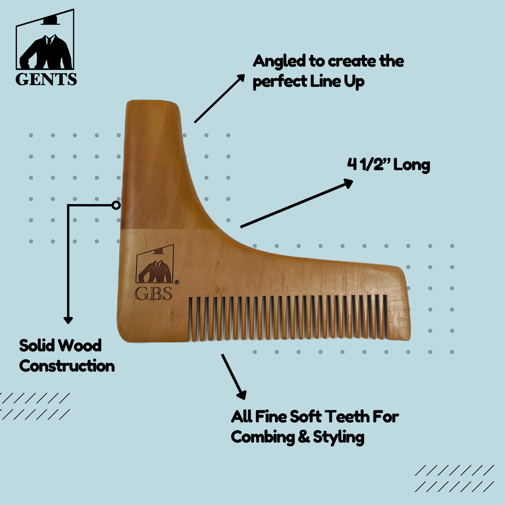 Comb GENTS - Wooden Beard Template Comb 2 in 1
