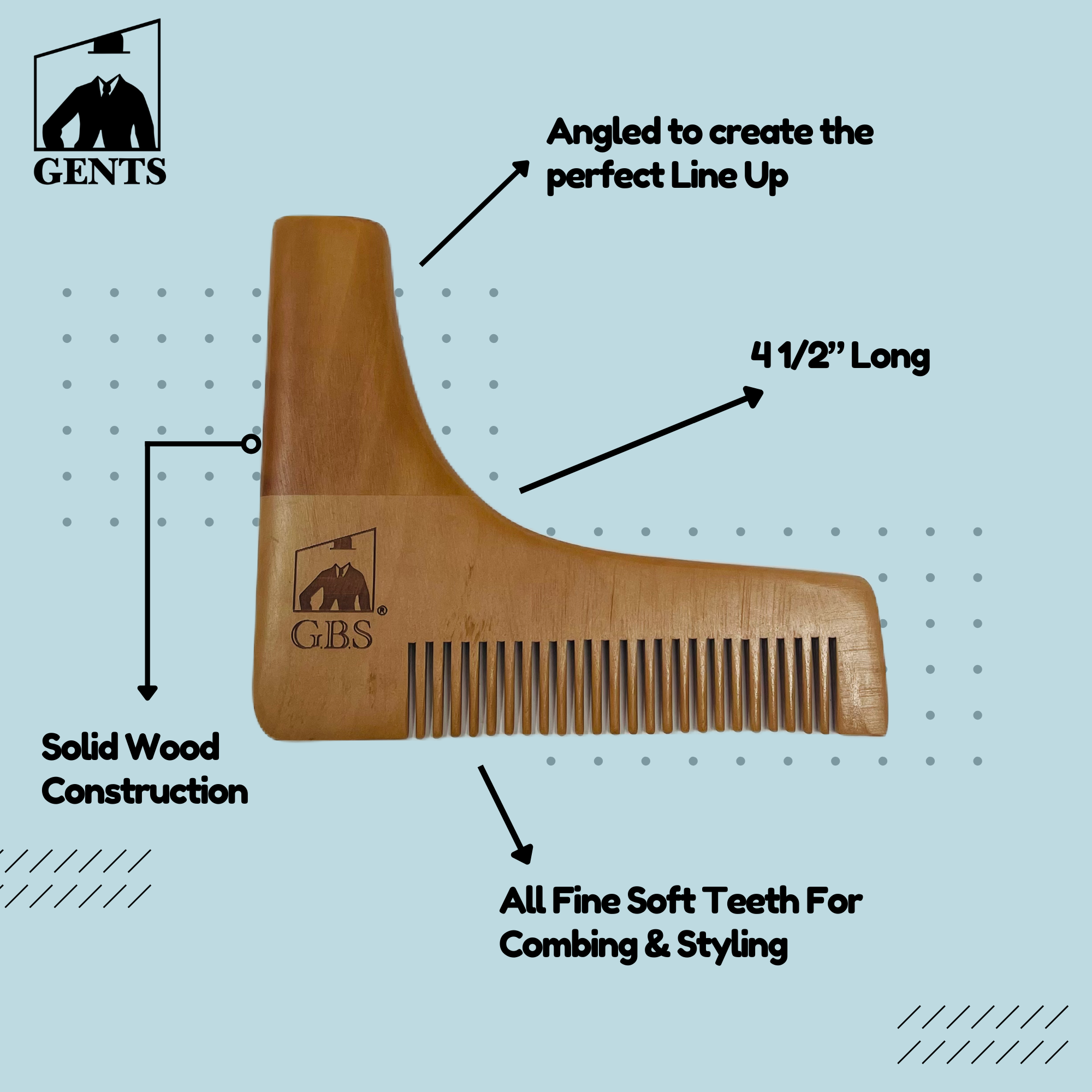 Comb GENTS - Wooden Beard Template Comb 2 in 1