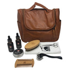 GENTS Beard Care Kit for Men with Faux Leather Travel Bag – Beard Oil, Balm, Boar Bristle Brush, Wooden Comb, Grooming Scissors – Complete Beard Grooming Set (Beard Kit with Travel Bag, 9 Pieces)