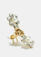 Rhinestone Pearl and Flower Mini Hair Clip Gold JEWELRY - Shop Miss A