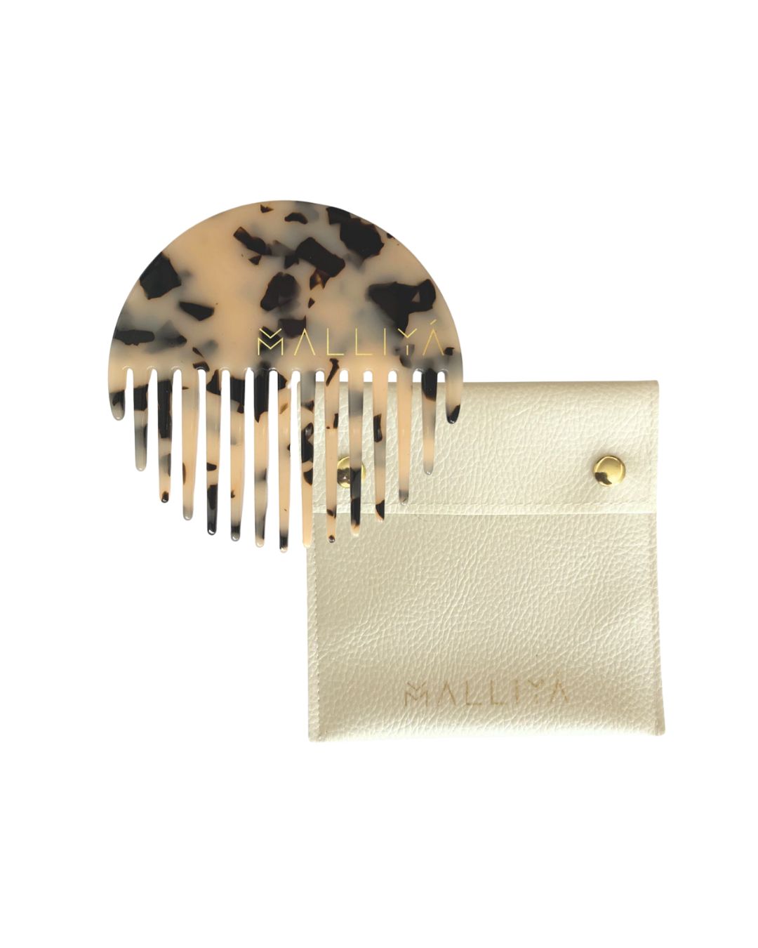 The O Comb & Malliya case - Blonde Tortoise