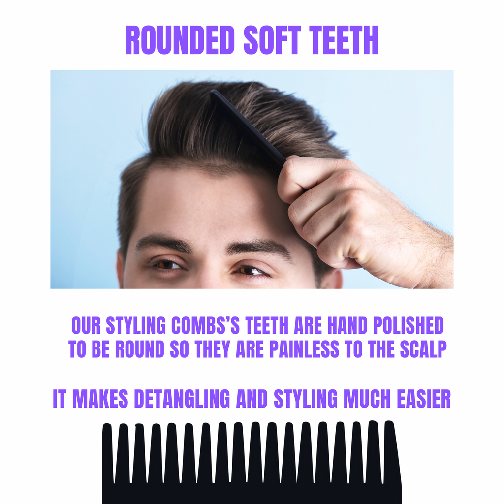 Comb 5" Unbreakable Black Pocket Combs 5 PACK durable Made USA Course Fine or All Fine GENTS