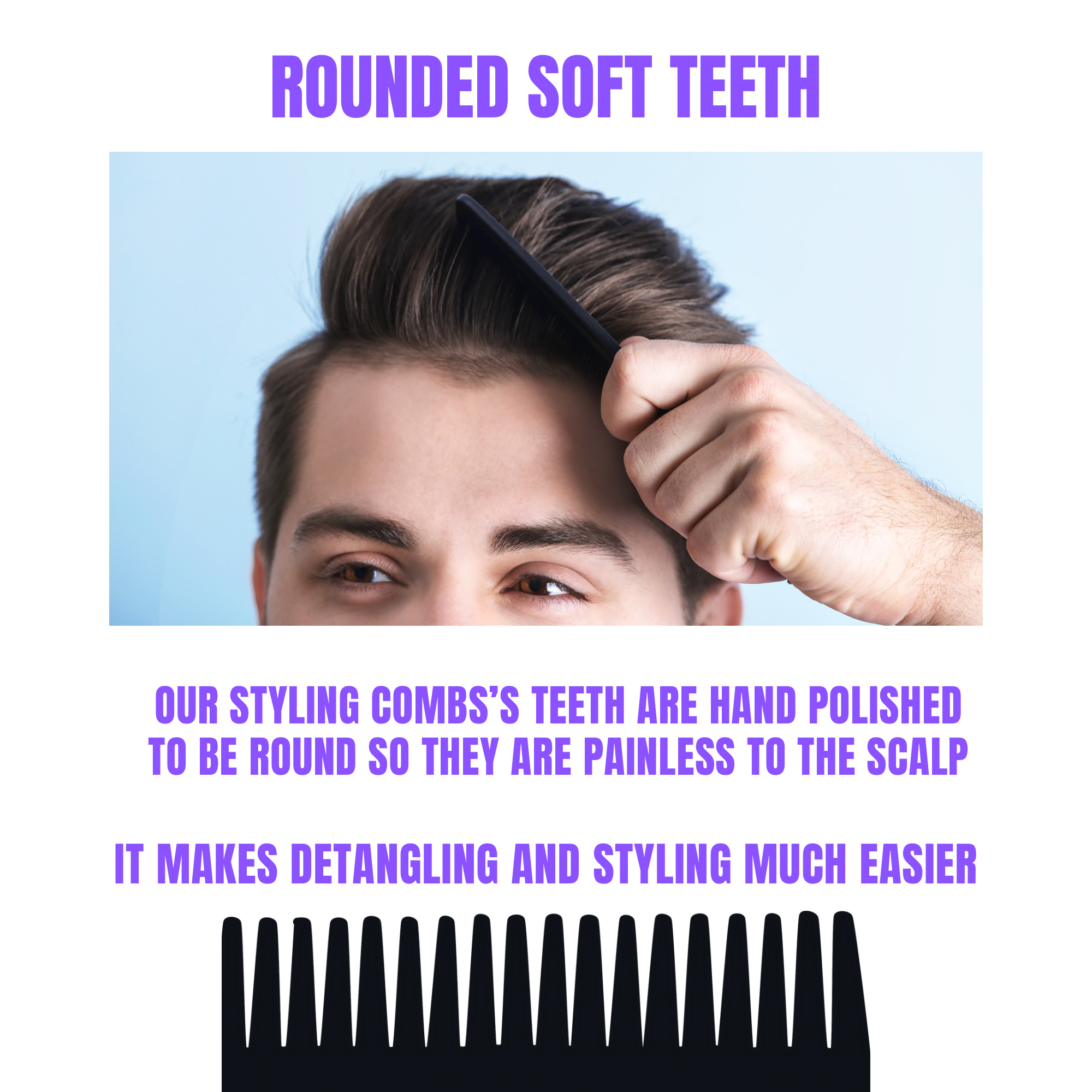 Comb 5" Unbreakable Black Pocket Combs 5 PACK durable Made USA Course Fine or All Fine GENTS