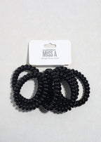 Black Spiral Hair Ties - 6 Pack