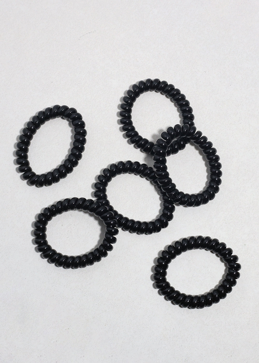 Black Spiral Hair Ties - 6 Pack
