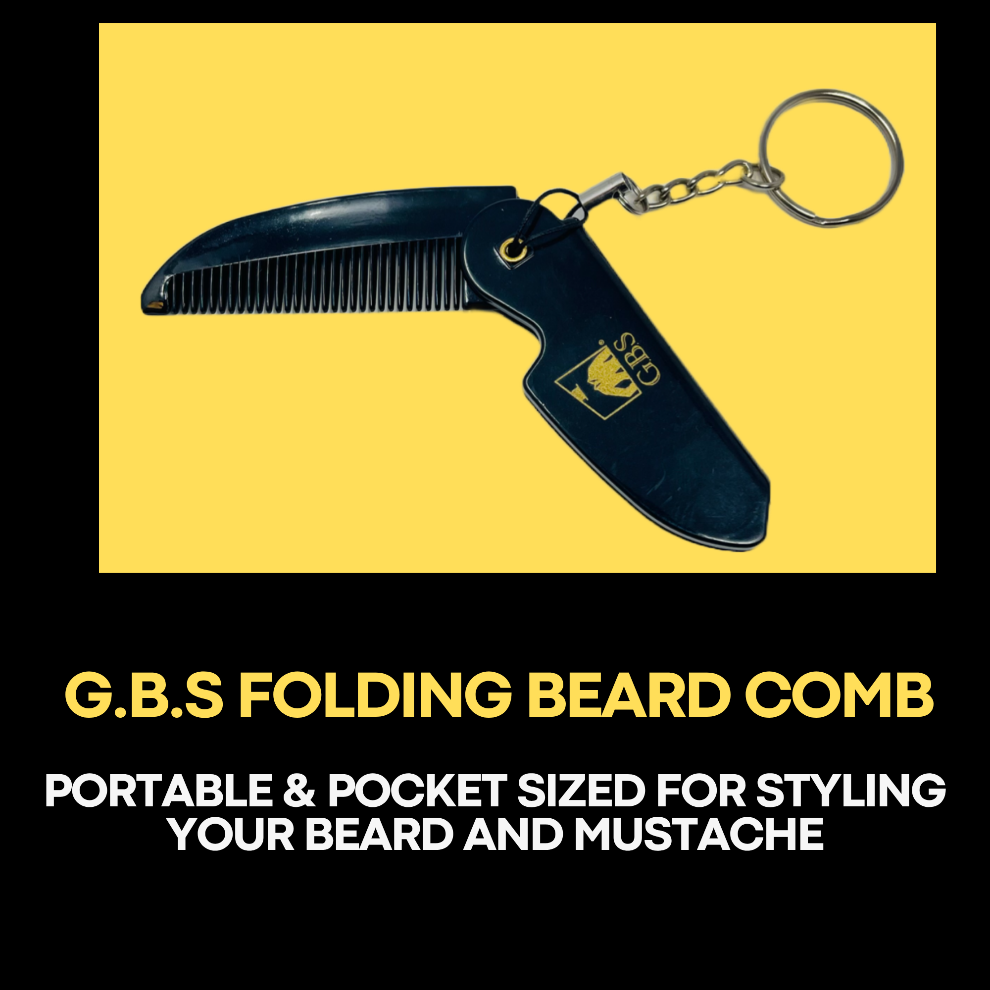 Comb GENTS - Folding Beard Comb for Men - Handmade Keychain Mustache Comb - Portable Pocket Travel Comb for Grooming & Combing Hair, Beards and Mustaches