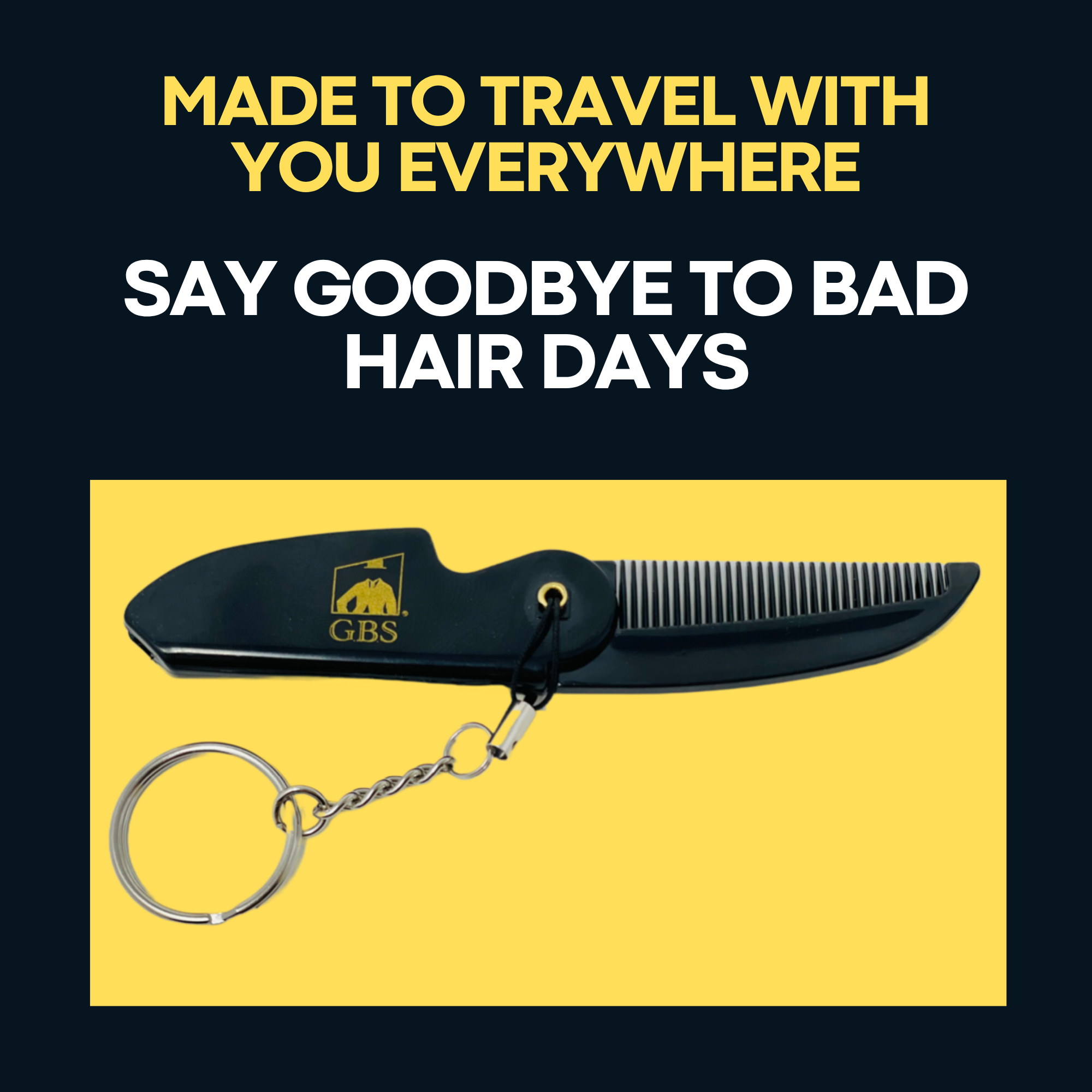 Comb GENTS - Folding Beard Comb for Men - Handmade Keychain Mustache Comb - Portable Pocket Travel Comb for Grooming & Combing Hair, Beards and Mustaches