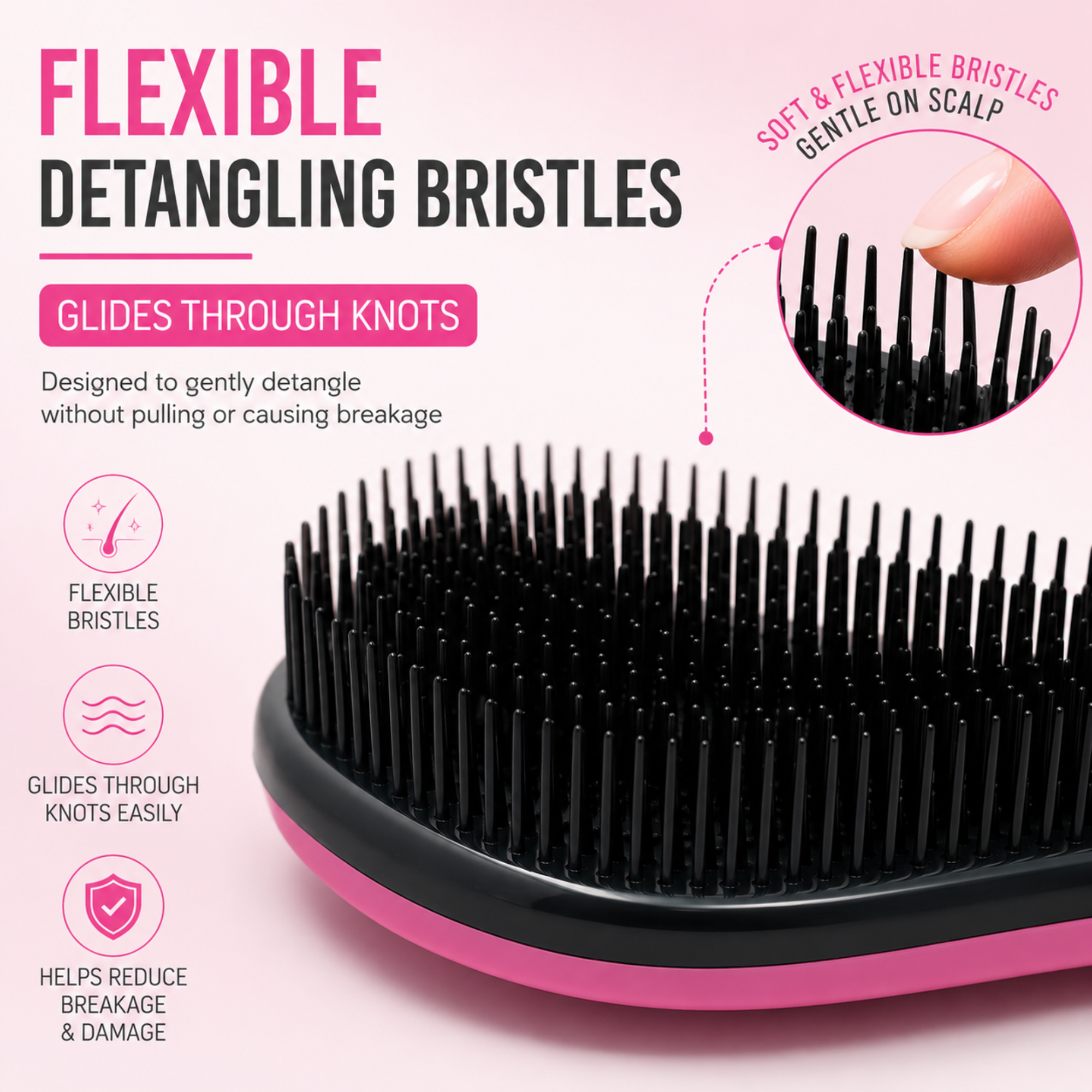 GENTS Detangling Brush For Women and Girls, Dry and Wet Hair Brush Detangler for All Hair Types Eliminate Tangles and Knots