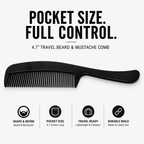 Comb for Mustache & Beard–Travel Comb 4.7” Pocket Size – Styling & Daily Use  (2 pack)