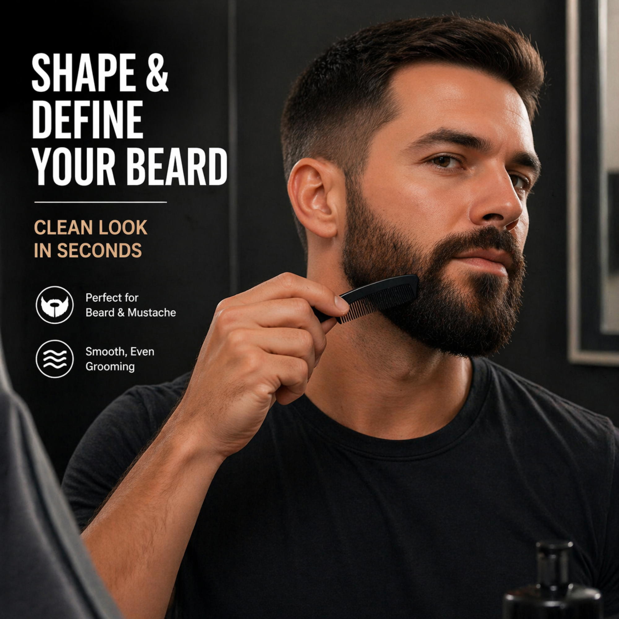 Comb for Mustache & Beard–Travel Comb 4.7” Pocket Size – Styling & Daily Use  (2 pack)
