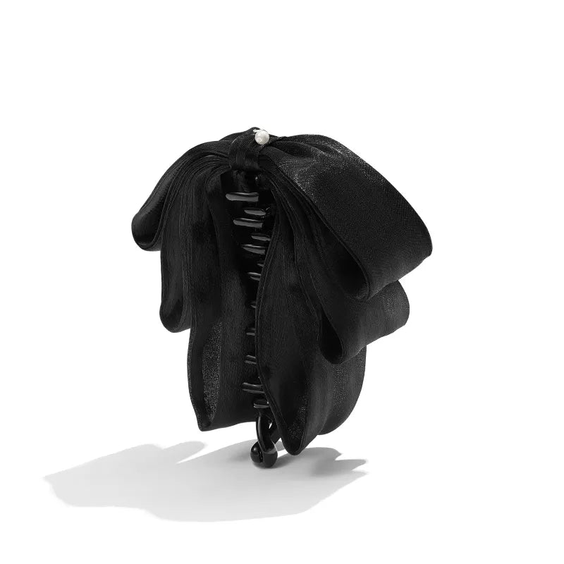 Trinity Ruffled Ribbon Bow Banana Clip