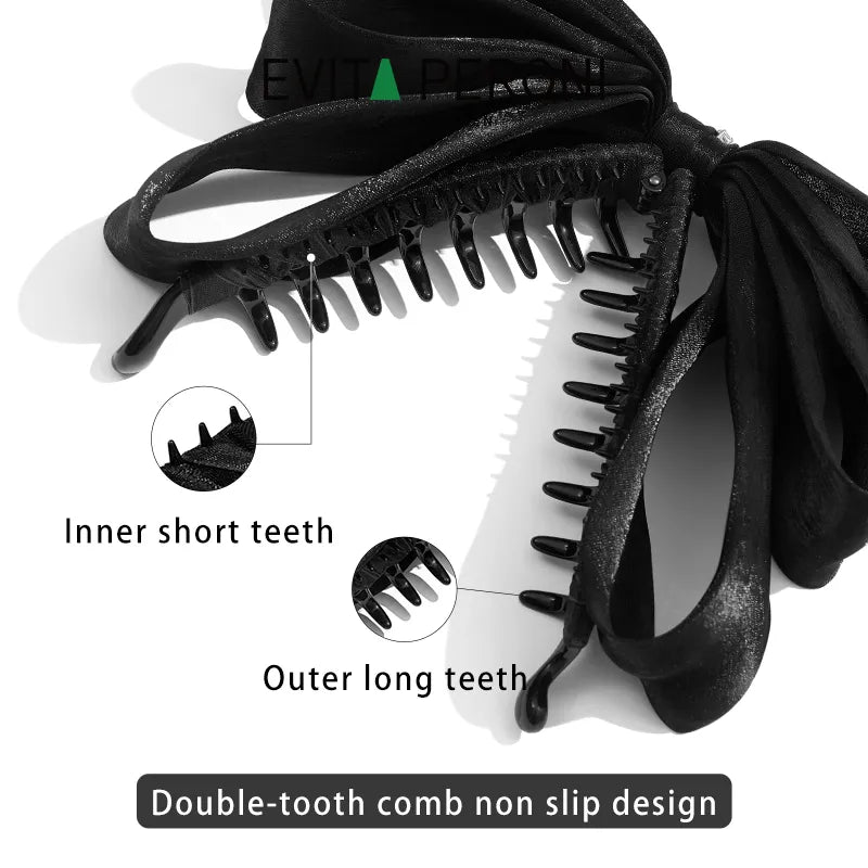 Trinity Ruffled Ribbon Bow Banana Clip