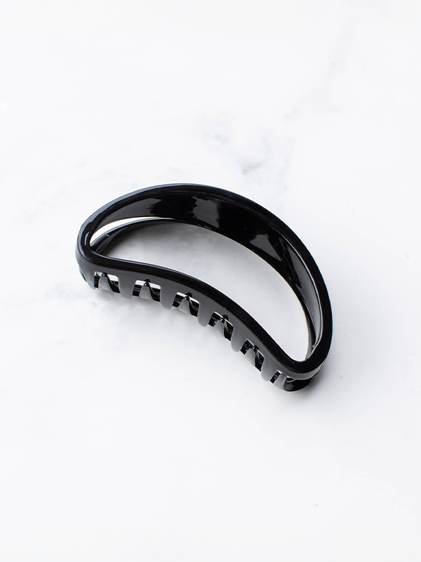 Glossy Bean Hair Clip: Black