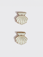 Metal Clam Shell Hair Clips: Set of 2 (Gold & Pearlized Cream)