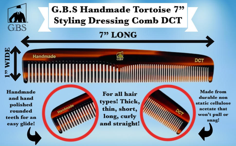 Comb 7-Inch Fine-Toothed Styling Comb – DCT Professional Dressing Comb for Men & Women – Anti-Static Hair Comb for Daily Grooming & Precision Styling GENTS