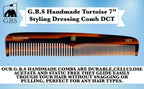 Combs (3 Pack) DCT 7" Handmade Tortoise Styling & Dressing Comb – Dual Tooth Cellulose Acetate Comb for Men & Women – Hand-Sawed & Polished GENTS