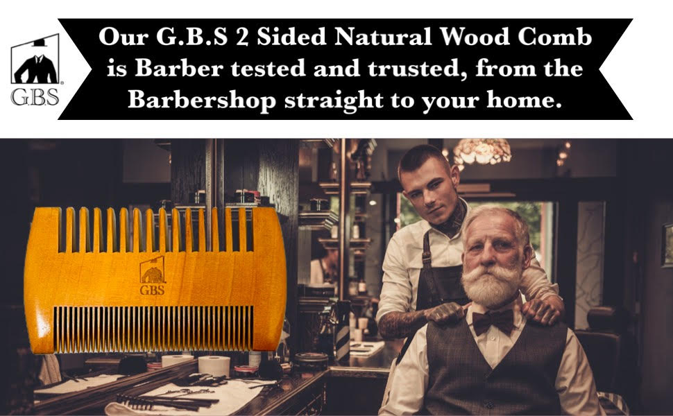 Comb 2-Sided Wooden Beard Comb – Dual Action Styling & Detangling Tool for Men’s Beards & Mustaches GENTS