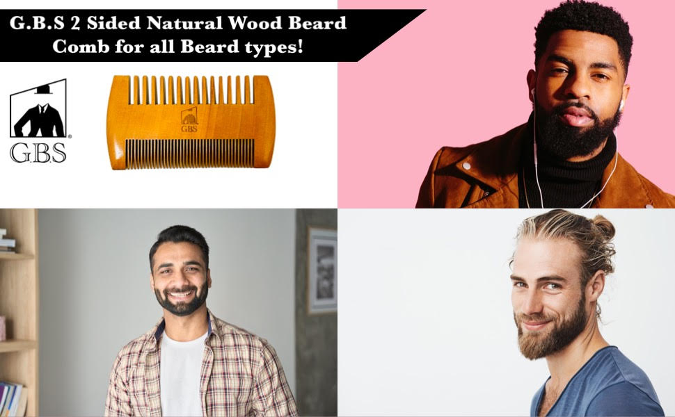 Comb 2-Sided Wooden Beard Comb – Dual Action Styling & Detangling Tool for Men’s Beards & Mustaches GENTS